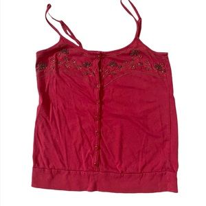 LC Lauren Conrad Tank Top Women XS Embellished Button Front Adjustable Summer